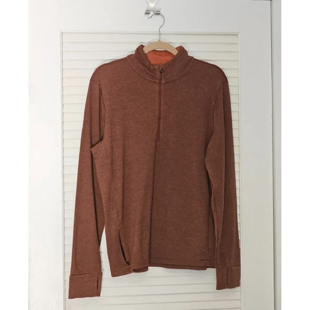 Prana Men's Brown Altitude Tracker 1/4 Zip Top Long Sleeve Size Small 1809 - Picture 10 of 13
